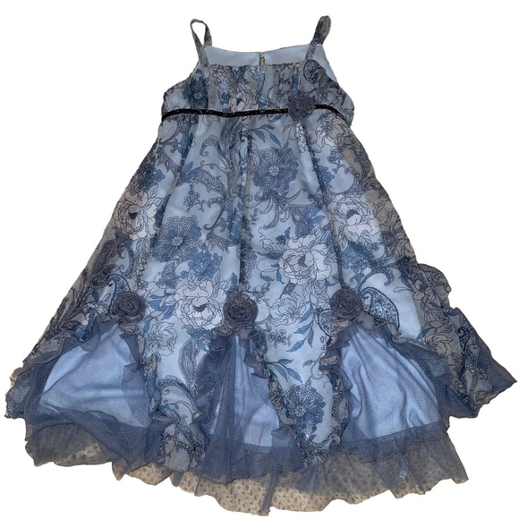Biscotti Collection Little Girls Dress Floral Rosettes Sheer Lined Summer Dress - Picture 1 of 6